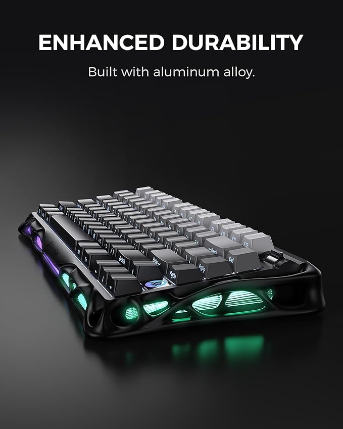 GravaStar Mercury K1 75% Wireless Mechanical Gaming Keyboard RGB Backlit | Gasket Mount, Hot Swappable Linear Switches, Creamy Sound Keyboard, 2.4GHz/USB-C/Bluetooth 5.0, for Win/Mac【Gradient Black】 - Image 3