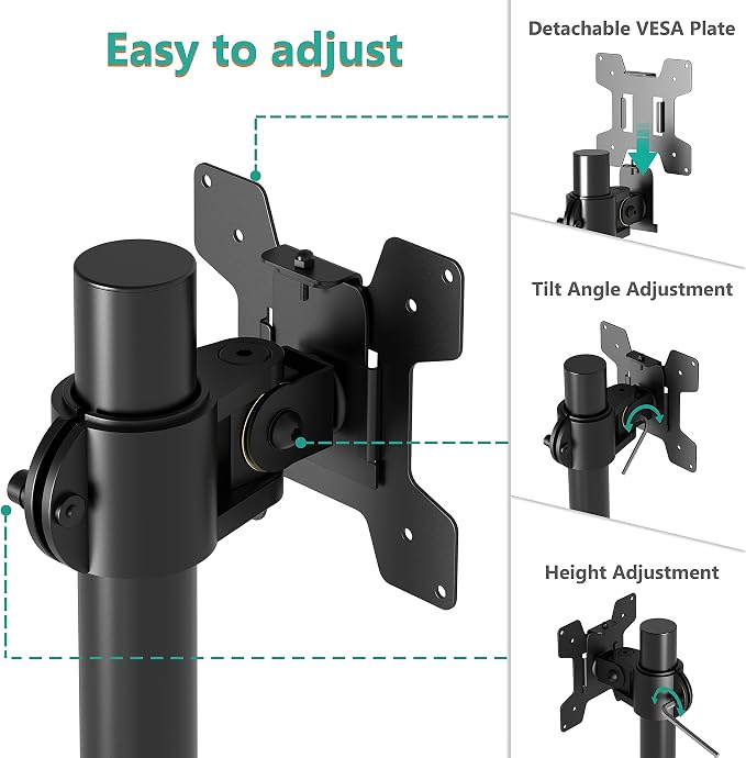 WALI Single Monitor Mount, Monitors Desk Mount, Single Monitor Arm Holds Screen Up to 32inch, 22lbs, Fully Adjustable Mount Designed for Home Office Application(M001S), Black - Image 5