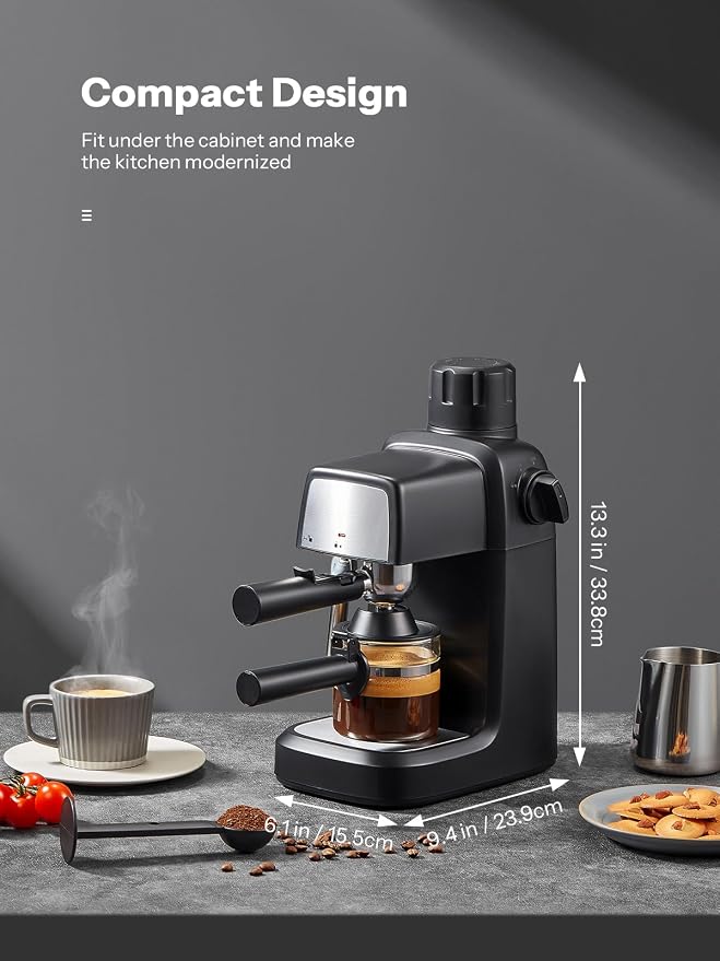 Reemix Espresso Machine 3.5 Bar, 800W Compact Size Coffee Maker | with Steam Wand, 4 Cups Cappuccino & Latte Machine for Home and Office - Image 5