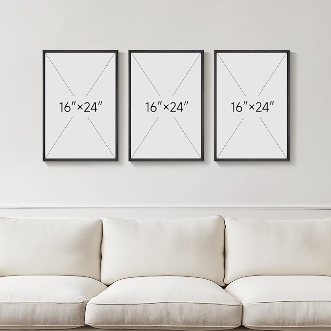 Framed Black and White Abstract Wall Art, 3 Piece Modern Canvas Prints Paintings Art for Walls, Minimalist Black White Abstract Pictures for Living Room Bedroom Dining Room Office Wall Decor 16x24 In - Image 3