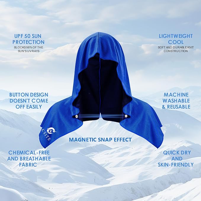 CSITE 3 Pack Cooling Hoodie Towels for Neck and Face, UPF 50 Sun Protection & Instant Cooling, Ice Towels for Hot Weather, Soft Breathable Towel for Sport, Work Out, Gym, Camping & More Activities - Image 2