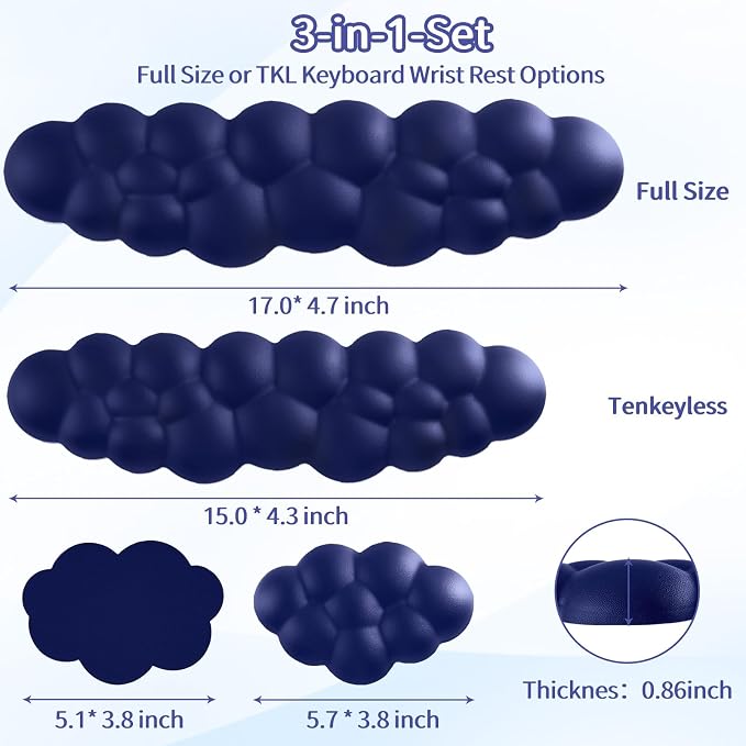 Sushret Cloud Wrist Rest Keyboard, Cloud Keyboard Wrist Pad Set with PU Leather Memory Foam, Cute Arm Rest for Palm Support, PC/Gaming Desk Accessories/Office Setup/Computer Hand Cushion - Dark Blue - Image 7