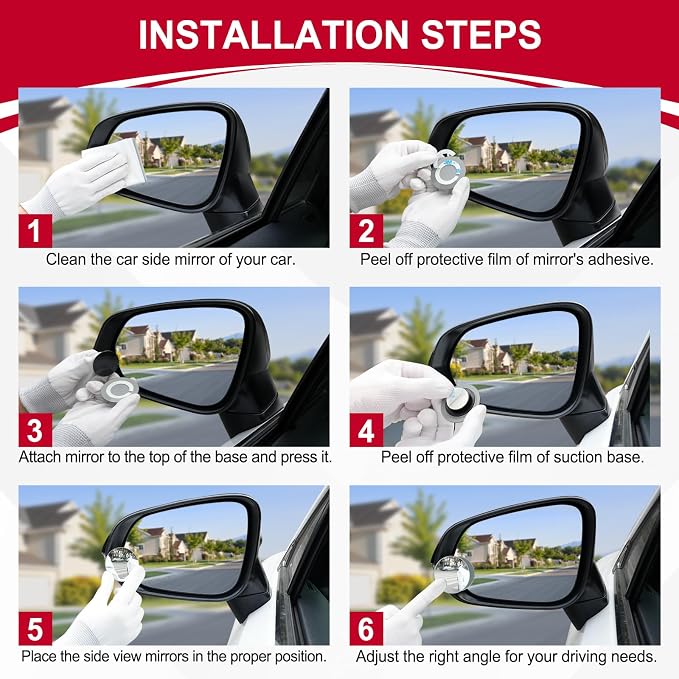 LivTee Blind Spot Mirror, 2" Round HD Glass Frameless Convex Rear View Mirrors Exterior Accessories with Wide Angle Adjustable Stick for Car SUV and Trucks, Pack of 2 - Image 4