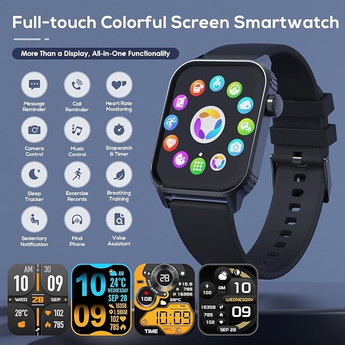 Smart Watch for Men, 120 Sports Modes Smartwatch with 1.83" HD, Alexa Built-in, Heart Rate/Sleep Monitor, IP67 Waterproof, Bluetooth Call & Music Control Fitness Watch for iPhone/Android (Black) - Image 2