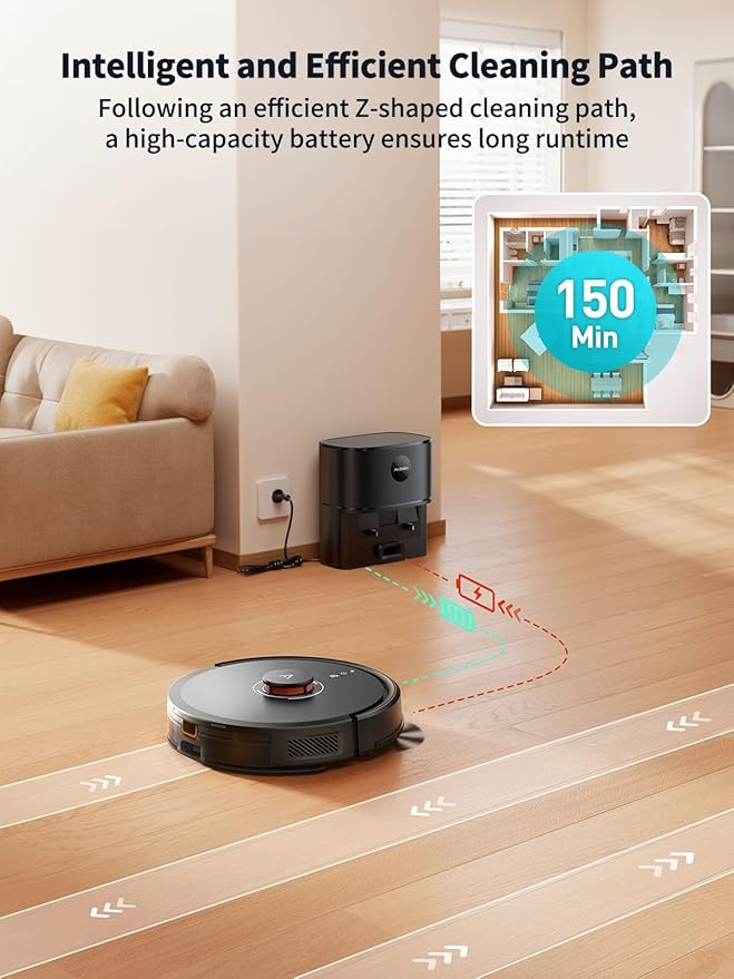 Robot Vacuum and Mop, Self-Emptying Robot Vacuum Cleaner with 8000Pa Suction, Laser Navigator with Smart Mapping Robotic Vacuums, 150Mins Runtime,Schedule,App Alexa Control for Carpet/Pet Hair,Q10 pro - Image 6