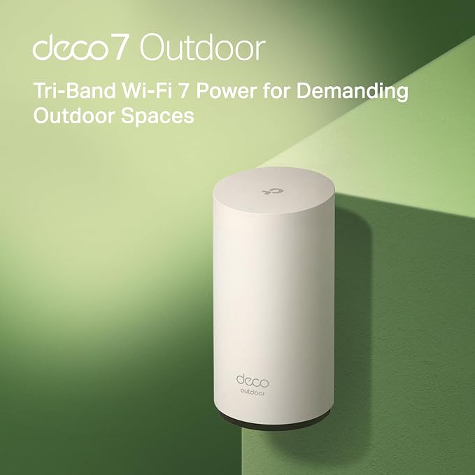 TP-Link Deco 7 Outdoor BE65 BE11000 Tri-Band Wi-Fi 7 Mesh Extender | Up to 3,000 sq.ft, 2 * 2.5G PoE+ Ports, IP65 Waterproof | Multiple Mount Options | 6 GHz, MLO, Homeshield, 320 MHz, AI-Roaming - Image 2