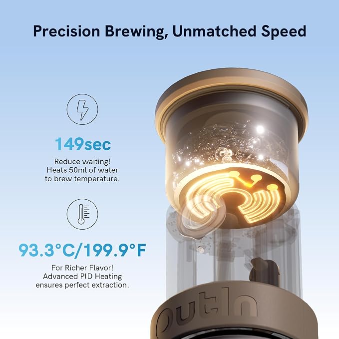 OutIn Mino Portable Electric Espresso Machine for Travel with Self-Heating | Mini Camping Coffee Maker, Pocket-Sized Coffee Machine, Ground Coffee & NS Capsule Adapter for Adventure, Sandstone White - Image 5