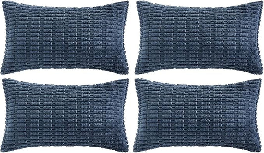 Fancy Homi 4 Packs Decorative Throw Pillow Covers for Living Room Couch Bed, Modern Farmhouse Boho Home Décor Accent Cushion Case, 24" x 16", Dusty Blue by Fancy+Homi