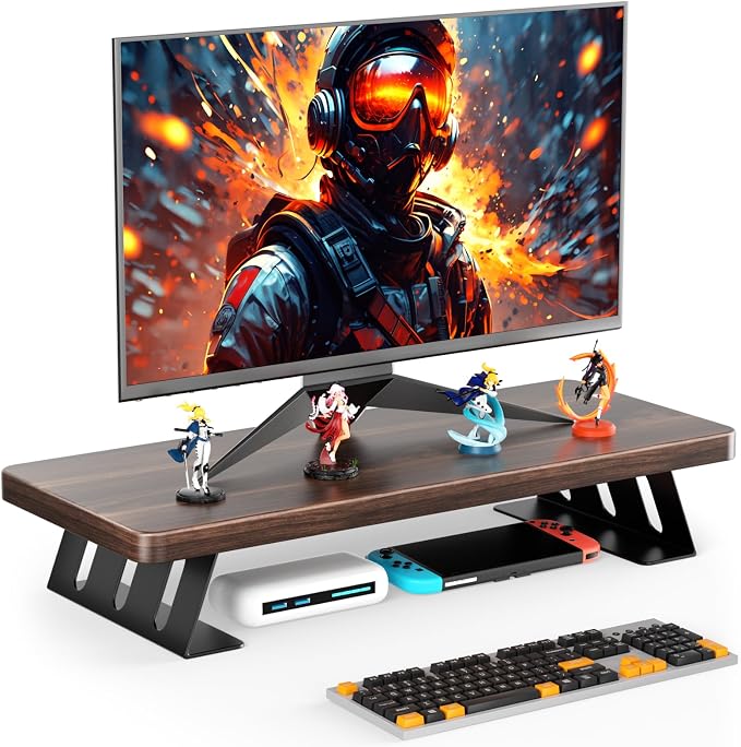Monitor Stand - 24 Inch Wood Monitor Stand Riser, 220 Pounds Load Capacity Desk Monitor Riser for Laptop/PC/Printer, Desktop Stands Organizer for Home Office by NestNeatHome