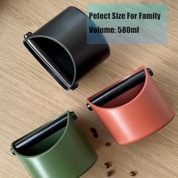 Coffee Knock Box, 4.6 in, Barista Style Espresso Grounds Knock Box, Removable Plastic Knock Rod, Non-Slip Base, Espresso Maker Accessory (Green) - Image 3