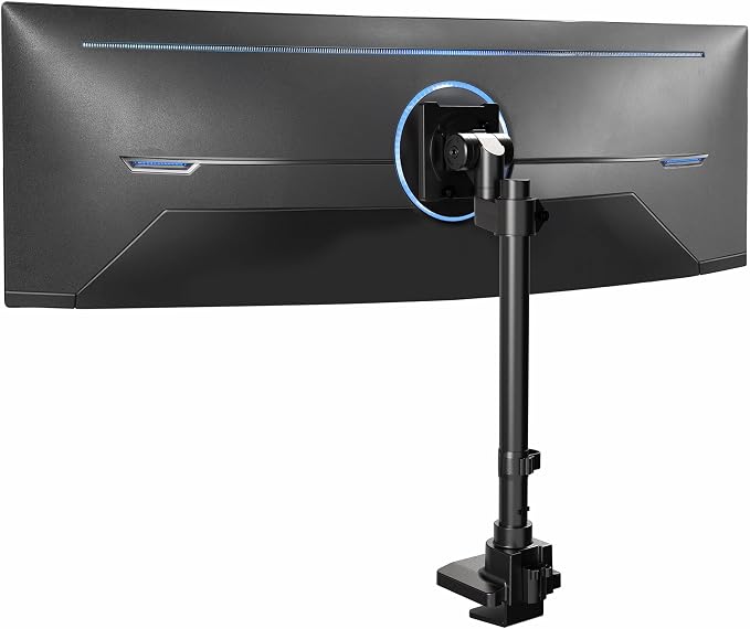 VIVO Clamp-on Single Ultra Wide Monitor Desk Mount, Low Profile Heavy Duty Adjustable Stand for 1 Ultrawide Screen up to 57 inches, 59.4 lbs Capacity, Black, STAND-V157C by Unknown