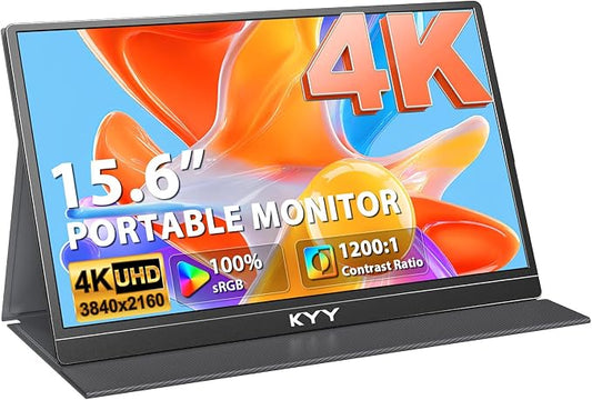 KYY 4K Portable Monitor 15.6" Portable Monitor for Laptop UHD IPS 3840X2160 External Screen with 100% sRGB & HDR Gaming Display for Laptop PS5/4 Xbox Switch with Speakers, VESA Compatible by KYYTechBringYourLifeMoreConvenientandBrilliant