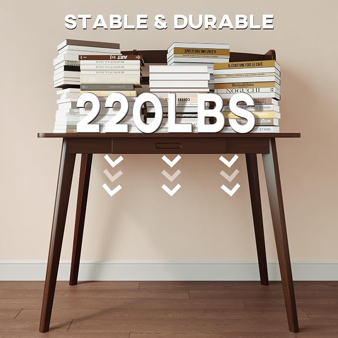 IOTXY Small Writing Desk with Hutch - 31.5" Work Computer Study Table | Black Walnut, Storage Drawer, Space-saving for Home and Office, with Bookshelves - Image 6