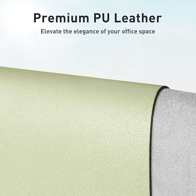 Aothia Faux Leather Desk Mat - Non-Slip PU Leather Desk Blotter, Waterproof Writing Surface, Large Desk Pad for Office & Home (Grass Green, 55" x 17") - Image 2
