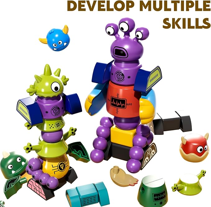 TEMI Magnet Robot Toy for Kids 3-5 Years Old | Monster Magnet Toys Stacking Transform Toys with Storage Box, Set for 3 4 5 6 7 Years Old Boys, Christmas and Birthday Gifts - Image 4