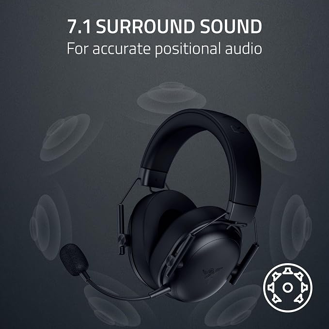 Razer BlackShark V3 X HyperSpeed Wireless PC Gaming Headset, Black | 50mm Drivers, Cardioid Mic, 2.4 GHz, Bluetooth, USB, Works with Mac, PS5, Nintendo Switch, Smartphone, 70 Hr Battery - Image 7
