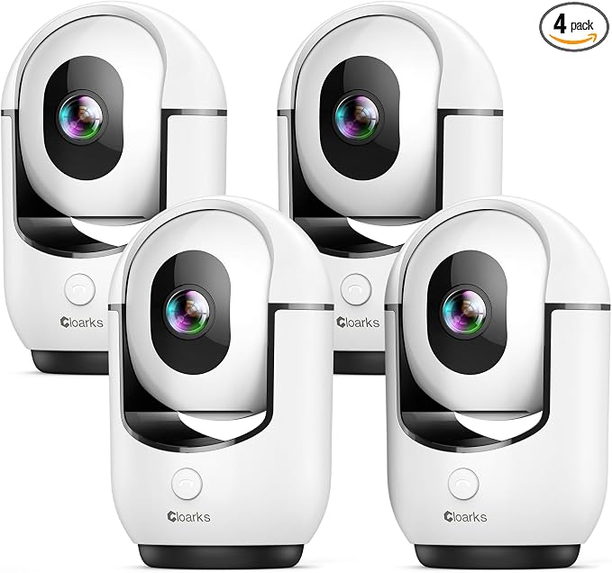 Cloarks 2K Pan/Tilt Security Camera, WiFi Indoor Cameras for Home Security with AI Motion Detection, Pet/Dog/Baby Camera with Phone App, 2-Way Audio, 24/7, Siren, TF/Cloud Storage, 4 Pack by Cloarks