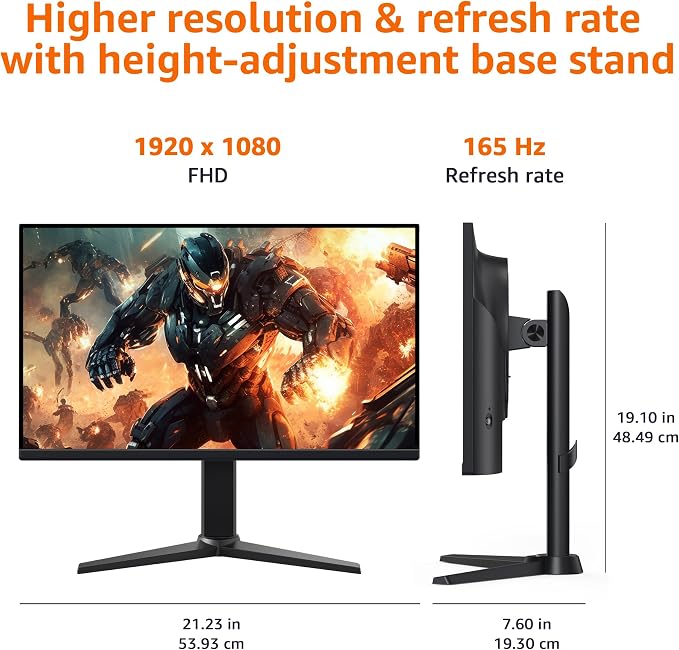 Amazon Basics 24 Inch (23.8 inch viewable) Gaming Monitor, FHD 1080P, 165Hz, VESA Compatible, Adaptive sync, 1ms Response, Black - Image 5