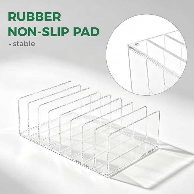 8 Compartments Clear Acrylic Mail Holder – Vertical Letter Sorter & Multifunction Desk Organizer for Bills, Documents, Notebooks – Modern Office/Home Envelope File Rack - Image 4