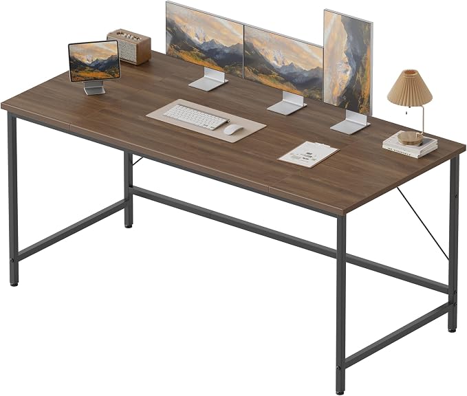 Mericonia 55x20 Inch Computer Desk, 0.6" Thick Small Office Table | Modern Simple Style, Study & Writing Table for Home Bedroom Work, Walnut by MERICONIA