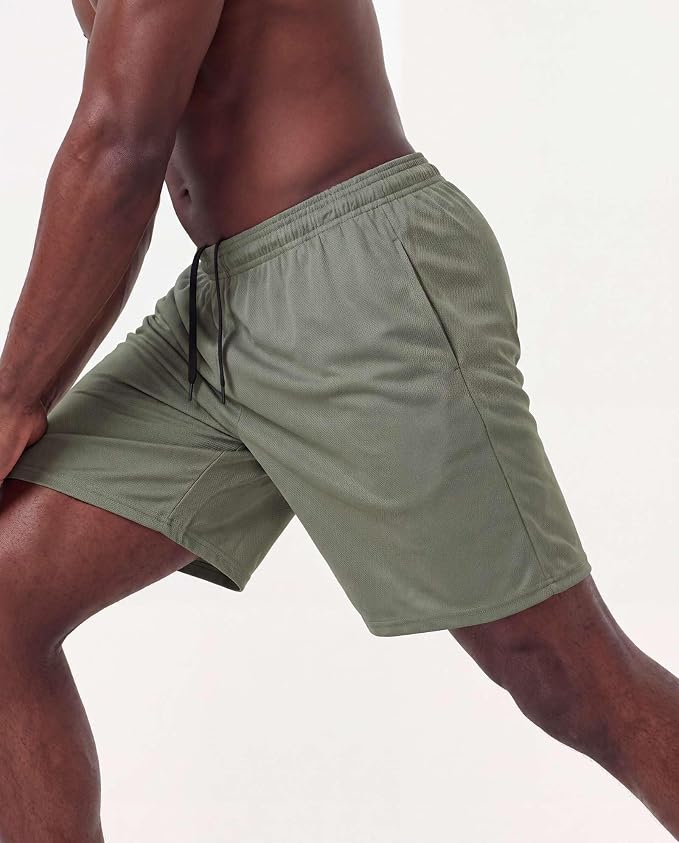 5 Pack Men's Mesh Shorts Athletic Basketball Sports Gym Workout Pockets | Cooling Moisture-Wicking, 9", Long, Quick-Dry, Breathable, Elastic Drawstring Waistband. Running, Exercise, Soccer, Training. - Image 6