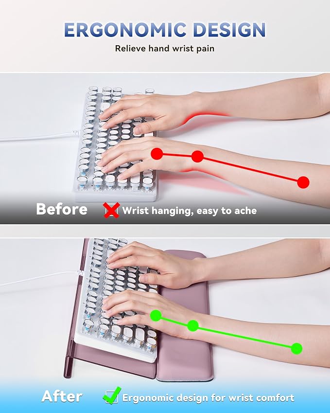 Laborio Computer Keyboard Wrist Rest, Keyboard Riser Stand for Desktop | Rose Pink, Ergonomic Acrylic Keyboard Holder, Non-slip Wrist Pad, Pain Relief for Typing, Multiple Colors - Image 4
