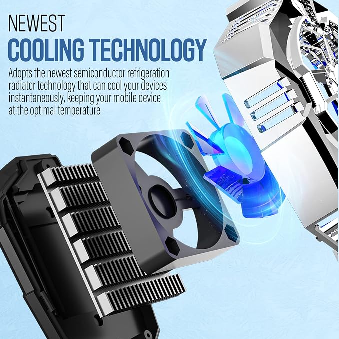 TRILINK Phone Cooler for Gaming, Universal Phone Cooling Fan with Two Cooling Modes, Mobile Phone Radiator Case for iPhone Android Smartphones from 4.5 to 7in, Cell Phone Cooler for Live Streaming - Image 3