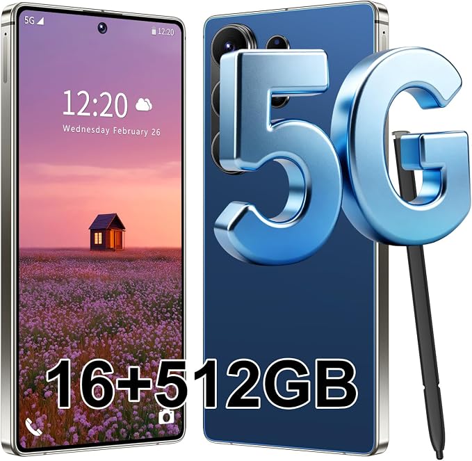 S26 Ultra 5G Unlocked Smartphone,16GB+512GB Cell Phone for Android 15, 6.99" Unlocked Cell Phone, 7000mAh, 68MP+108MP Dual Camera/Dual SIM/Fingerprint Lock/Face，Deep Blue by Unknown