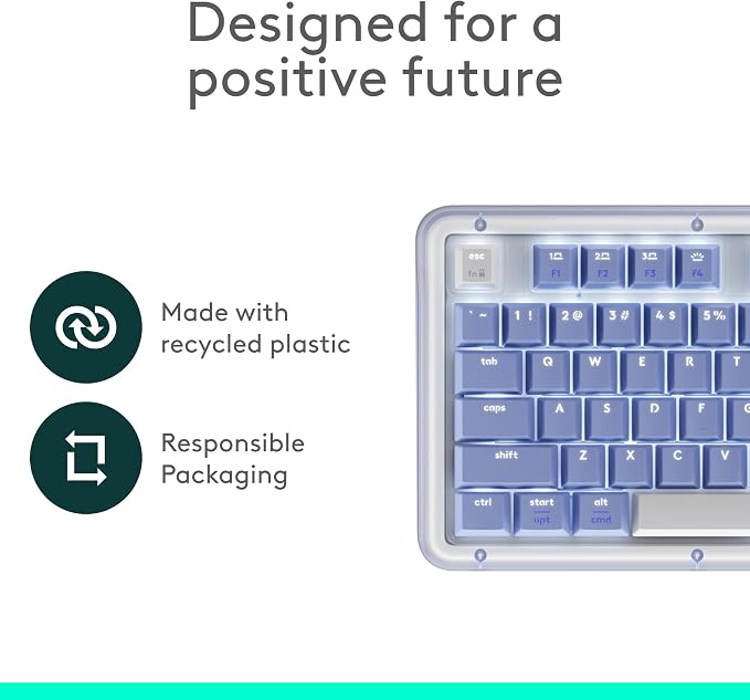 Logitech Alto Keys K98M Wireless Mechanical Gasket Keyboard - Lilac | Customizable, clicky, vibration absorbing gasket, white backlit keys, Bluetooth, USB-C charging, for PC, Mac, Laptops - Image 8