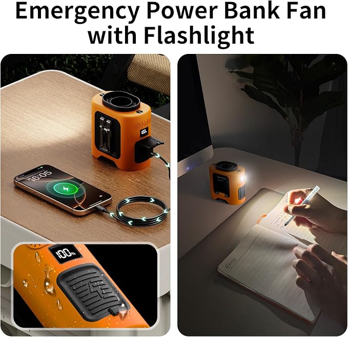 Socool 14500mAh Portable Waist Fan Clip on Belt 360 Rotation Wearable Rechargeable Personal Shirt Fan, 67H Cooling 5-Speed Battery Operated with Light, Neck Fan Hands-Free for Outdoor Jobsite Camping - Image 6