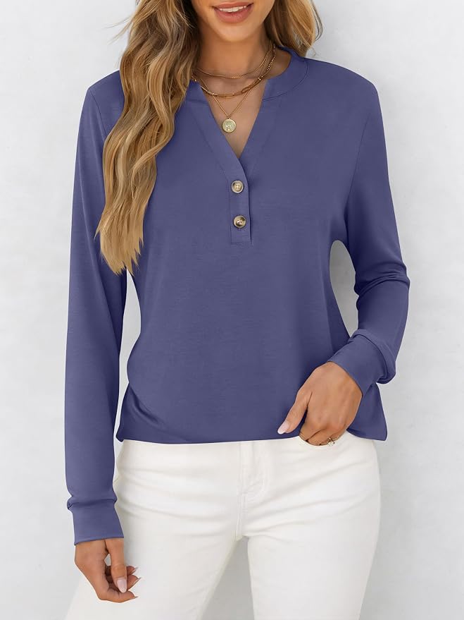 ANRABESS Women's Long Sleeve Shirts 2026 Spring Fashion Dressy Casual Tops Trendy Henley Blouses Cute Work Outfits Clothes - Image 3