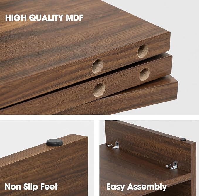 FITUEYES Monitor Stand - 2 Tier Computer Monitor Riser with 21.3 Inch Shelf, Wood Desktop Stand for Laptop Computer Screen, Desk Organization, Office Supplies - Image 5
