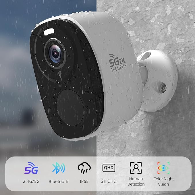 Rraycom 4 Pack 2K Security Cameras Wireless Outdoor, Battery Powered 5GHz/2.4GHz WiFi Cameras for Home Security, AI Motion Detection, Color Night Vision, Siren Alarm, 2-Way Audio, IP65, Cloud/SD,Alexa - Image 2