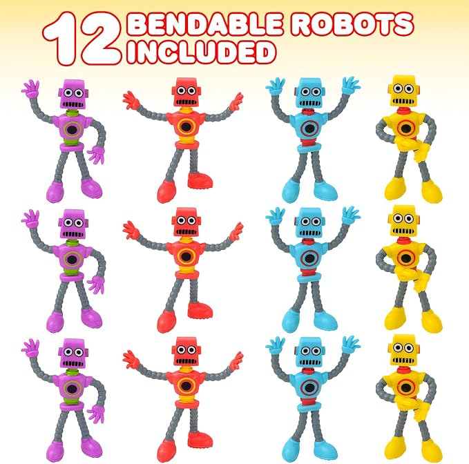 ArtCreativity Bendable Robot Figures, Set of 12 Flexible Men, Birthday Party Favors for Boys and Girls, Stress Relief Fidget Toys, Sensory Toys for Kids and Adults, Goody Bag Stuffers (Pack of 2) - Image 2