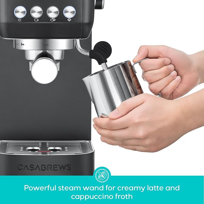 CASABREWS 3700 Essential Espresso Machine, Stainless Steel Espresso Maker | 20-Bar Italian Pump, Powerful Steam Wand, 43.9oz Removable Water Tank, Compact Espresso Maker for Home, Cappuccino & Latte - Image 4