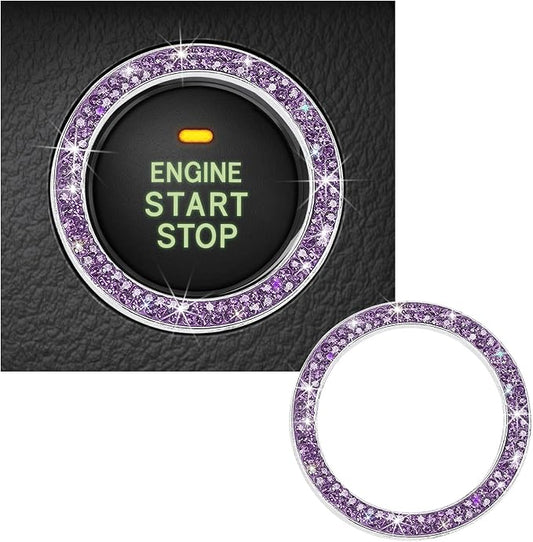 Kewucn Bling Crystal Double Rhinestone Car Engine Start Decoration Ring, Sparkling Push Start Button Sticker, Key Ignition & Knob Ring Decoration, Bling Car Interior Accessory(Purple) by Kewucn