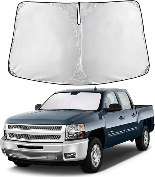 EcoNour Windshield Sunshade Compatible for Chevrolet Silverado/GMC Sierra 1500 2500 3500 2007-2013, Front Windshield Sun Shade Cover, UV Heat Blocker & Protector, Car Sun Visor Interior Accessory by EcoNour