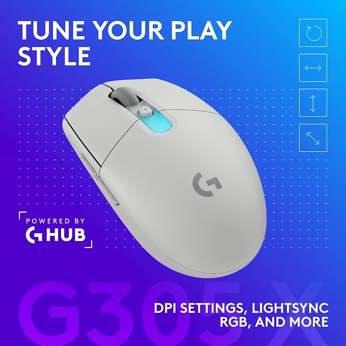 Logitech G305 X Superlight Wireless Gaming Mouse - White | Lightweight 59g, HERO 44K Sensor, RGB lighting, Lightspeed, Bluetooth, 130+ Hr battery life, 6 programmable buttons, PC/Mac - Image 9