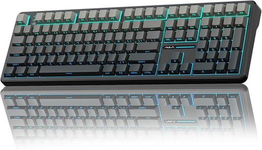 AULA F108 Wireless Mechanical Keyboard, Full Size Gaming Keyboard with Number Pad, Side Printed PBT Keycaps, Pre-lubed Switches, RGB Backlit, Hot Swappable Creamy Sounding Computer Keyboards, 108 keys by AULA