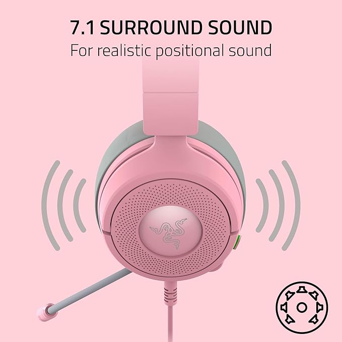 Razer Kraken Kitty V3 X Wired Gaming Headset, Kitty Ears, Pink | HyperClear Cardioid Mic, 40 mm Drivers, 7.1 Surround Sound, Comfy Ear Cushions, Cross-Platform via 3.5mm PC, PS5, Xbox - Image 5