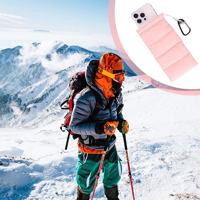 Lyreh Thermal Phone Case with Carabiner, Universal Cellphone Pouch to Prevent Freezing and Overheating, Insulated Warm Phone Cover Bags Extend Battery Life for Outdoor Sports Lovers Gifts (Pink) - Image 5