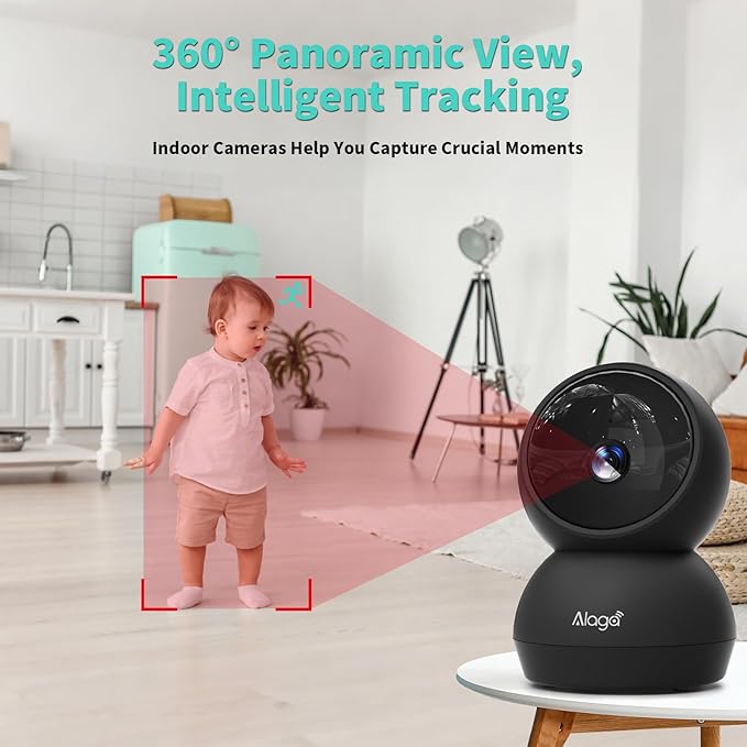 Security Camera, 2K HD Indoor Security Camera, 360 Degree Pan/Tilt Pet Camera 2.4G and 5G WiFi, Motion Detection, 2-Way Audio, Siren, Night Vision, Cloud SD Card Compatible Alexa Google Assistant - Image 6