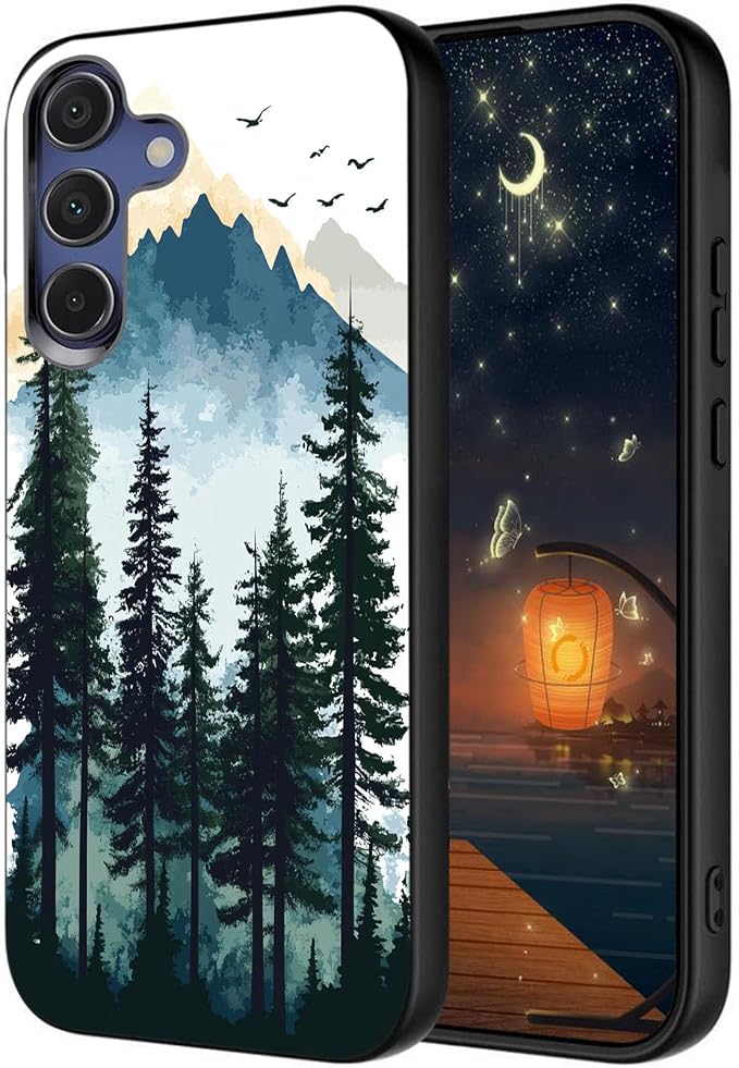 Designed for Galaxy S25 FE Phone Case,Slim Silicone Shockproof Protective Case for Galaxy S25 FE 6.7 inch,Watercolor Forest Mountains by Unknown