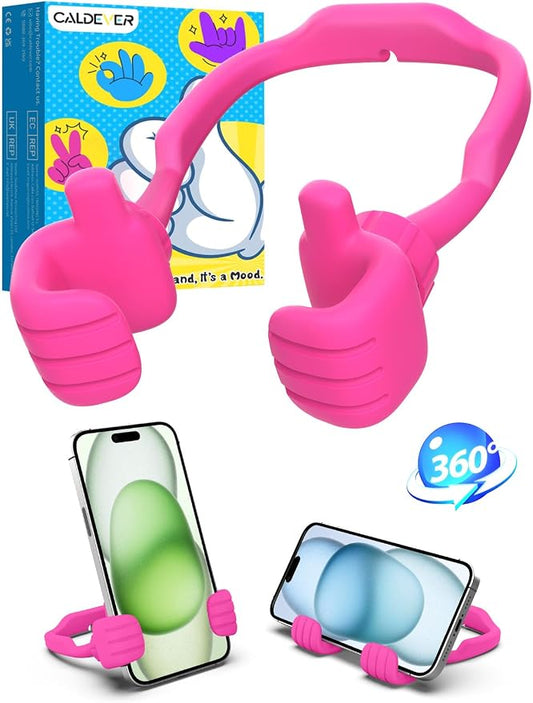 Teens Girls Women Gifts Cell Phone Holder: Thumbs Up Lazy Phone Holder for Desk Gifts for Adults Kids Teenager Wife Mom Funny White Elephant Useful Christmas Stocking Stuffers Trendy Stuff Hot Pink by CALDEVER