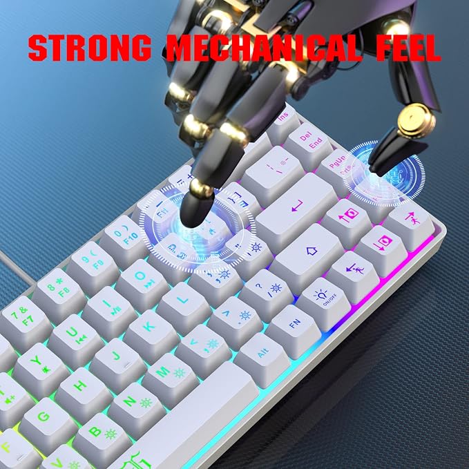 Snpurdiri 60% Percent Gaming Keyboard (68 Keys, White) | Compact RGB Backlit Ergonomic Small Mini Keyboard for Windows, PC, Laptop, Gaming - Image 6