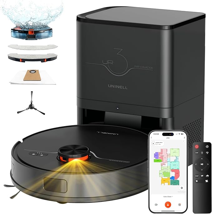 Robot Vacuum and Mop 7000Pa LiDAR Self-Empty Station | Robot Vacuum Ultra quiet cleaning, Alexa voice control, customizable no-go zones for multi-floor households carpets pet hair by UNINELLRobotVacuumCleaner