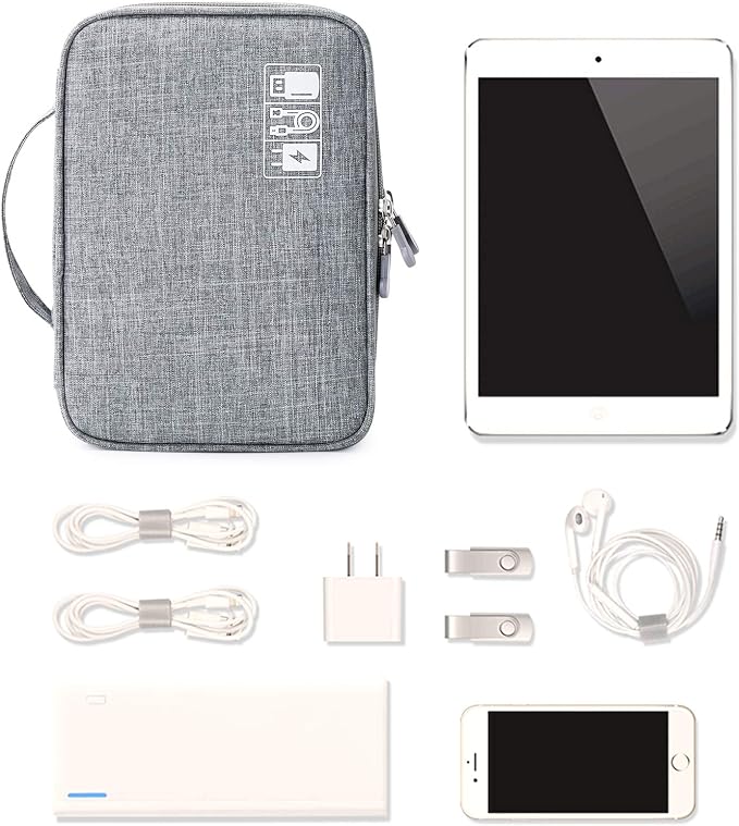Lanola Travel Cable Organizer Bag, Electronic Accessories Case Portable Double Layer Cable Storage Bag for Cord, Charger, Flash Drive, Phone, SD Card,Personal Items - (Grey) - Image 6