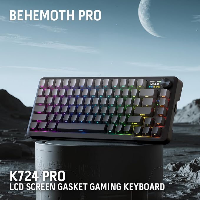 Redragon K724 PRO Wireless 81-Key Gasket Gaming Keyboard, TFT Screen & Knob | Easy-Control LED Info Display, 0-Delay Tri-Mode, Cushioned 5-Layer Noise Dampening for Creamy Thocky Sound, Compact 80% Size - Image 9