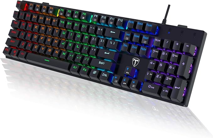 RisoPhy Mechanical Gaming Keyboard, RGB 104 Keys Ultra-Slim LED Backlit USB Wired Keyboard with Blue Switch, Durable Abs Keycaps/Anti-Ghosting/Spill-Resistant Computer Keyboard for PC Mac Xbox Gamer | 104 Keys, RGB LED Backlit, Durable Abs Keycaps, Ant... by RisoPhy