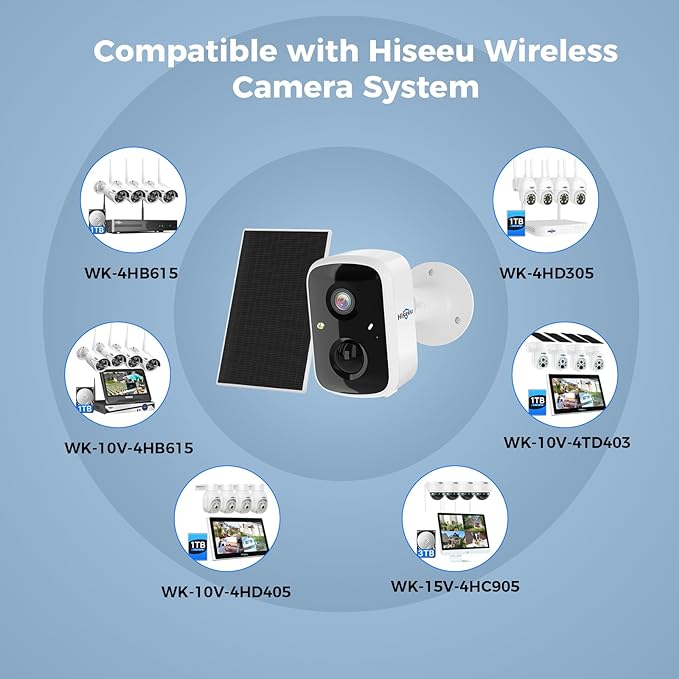 Hiseeu Solar Camera Security Outdoor, 4 Pack 100% Wireless 3K 4MP Surveillance Indoor WiFi Smart Cameras for Home Security Outside, PIR/AI Motion Detection, Waterproof, Color Night Vision, 2-Way Audio - Image 7
